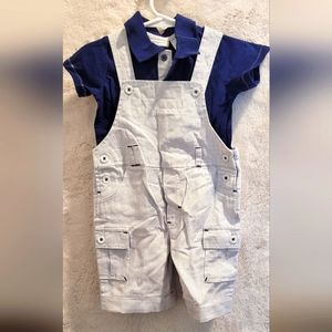 Baby Boys Seersucker Shortall and Polo Shirt, 2 Piece Set